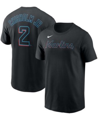 Nike Men's Miami Marlins Jazz Chisholm Number 2 T-Shirt - S (Small)