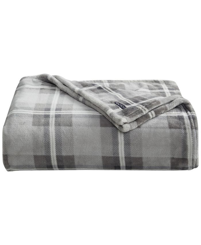 Nautica Lewes Ultra Soft Plush Grey Blanket Twin Macy s