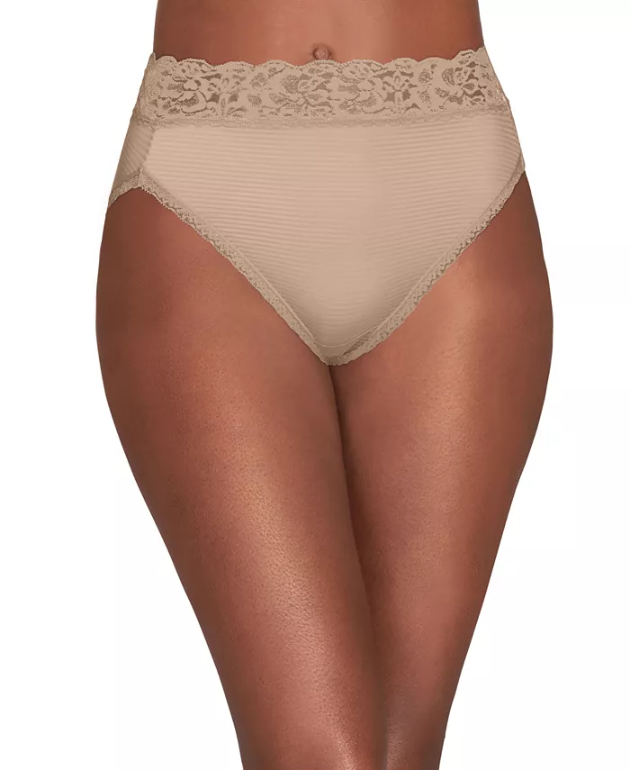 Shop Vanity Fair Women's Flattering Lace Hi-cut Panty Underwear 13280, Extended Sizes Available In Damask Neutral Stripe