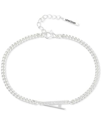 Photo 1 of Unwritten Cubic Zirconia Initial Link Bracelet in Silver Plate 