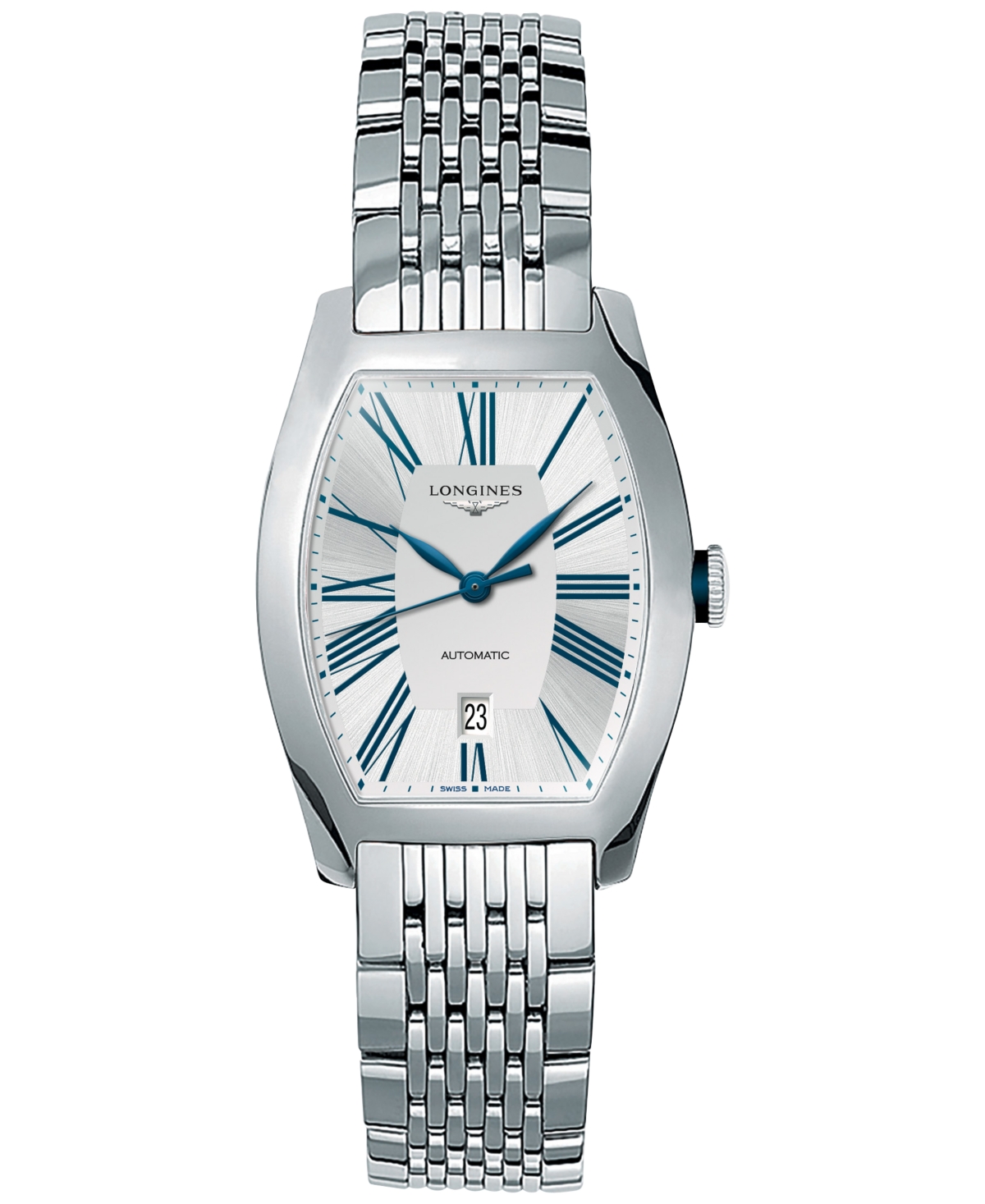 Shop Longines Women's Swiss Automatic Evidenza Stainless Steel Bracelet Watch 26x31mm In Blue