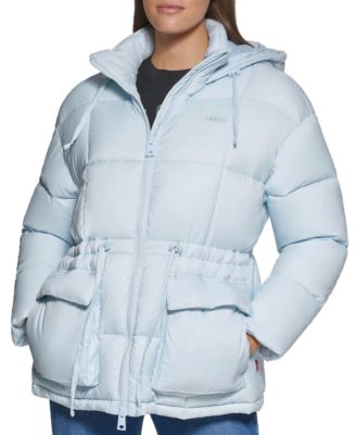 light blue down coat