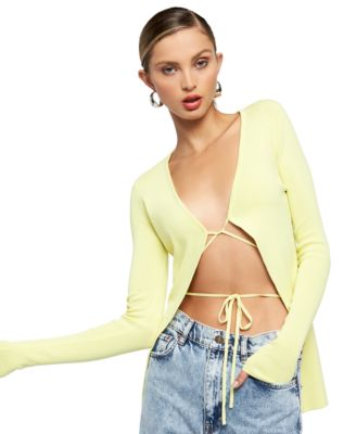 yellow tie front cardigan