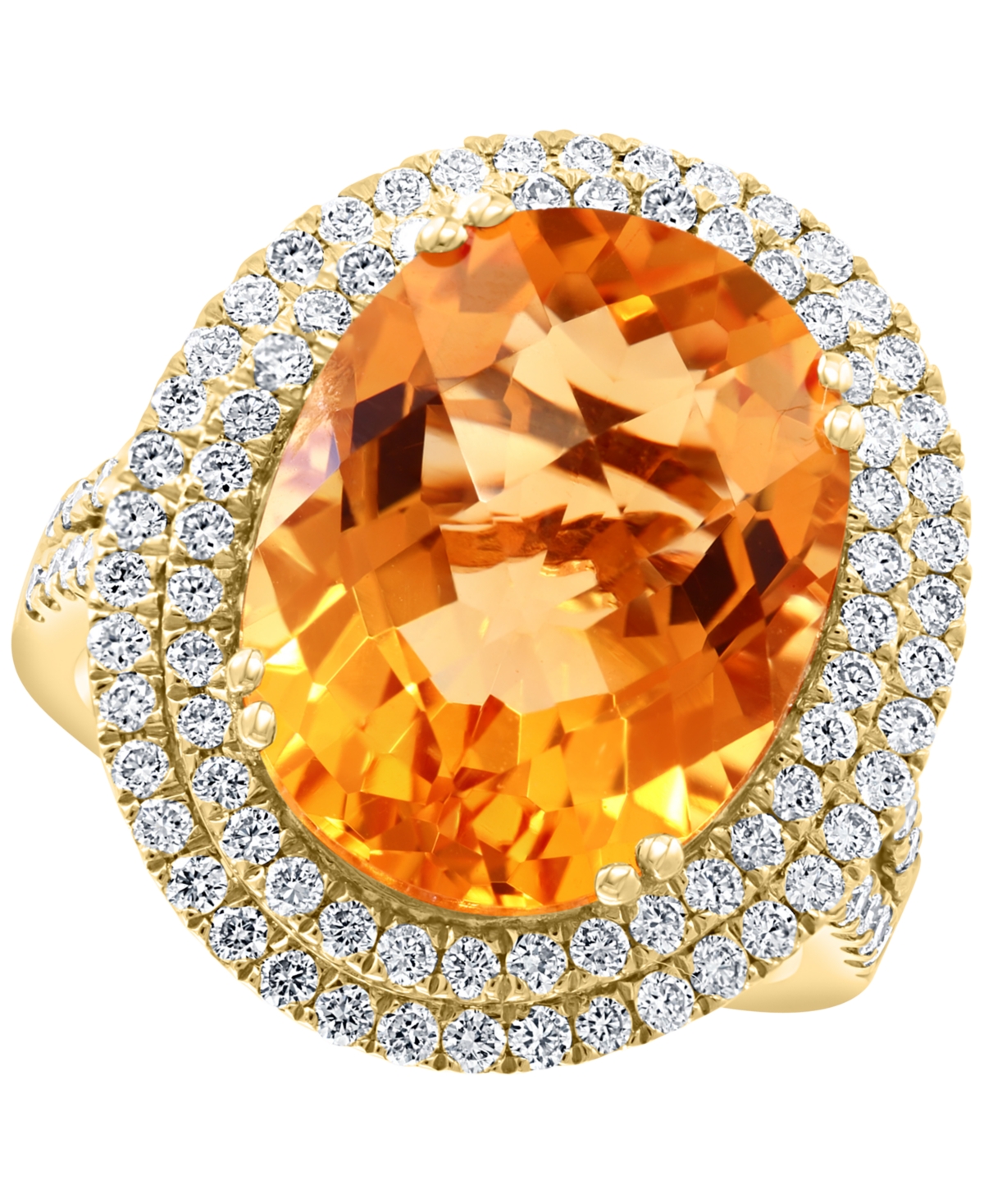 Effy(9-1/3 ct. t.w.) & Diamond (1 ct. t.w.) Halo Ring in 14k Gold - Citrine