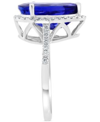 EFFY&reg; Tanzanite (6 ct. t.w.) & Diamond (3/8 ct. t.w.) Halo Ring in 14k White Gold