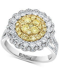 EFFY® Yellow & White Diamond Flower Ring (1-3/4 ct. t.w.) in 14k White & Yellow Gold