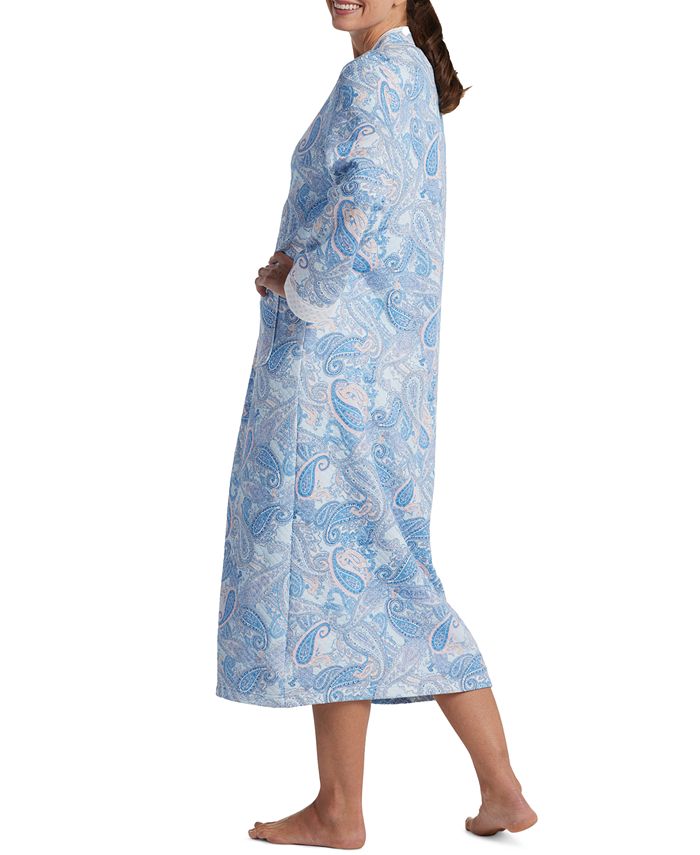 Miss Elaine Printed Quilted Long Zipper Robe Macy's