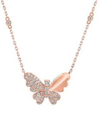 EFFY Collection - Diamond Butterfly 18" Pendant Necklace (1/2 ct. t.w.) in 14k Rose Gold