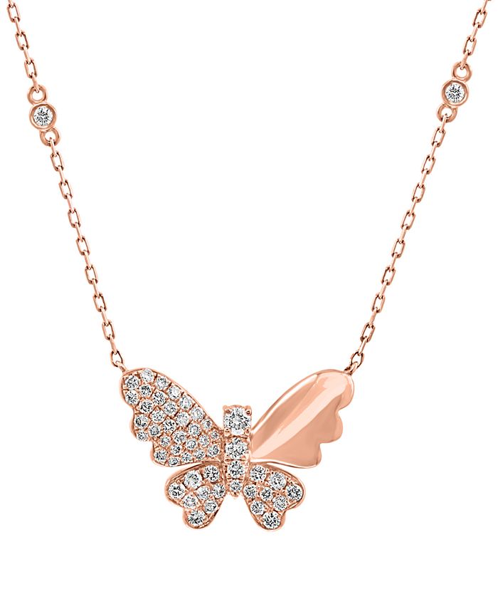 EFFY Collection - Diamond Butterfly 18" Pendant Necklace (1/2 ct. t.w.) in 14k Rose Gold