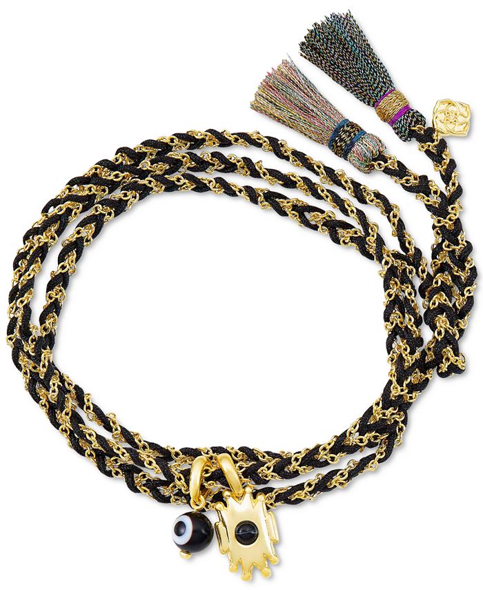 Kendra Scott Gold Plated Gemstone Evil Eye Braided Cord Wrap