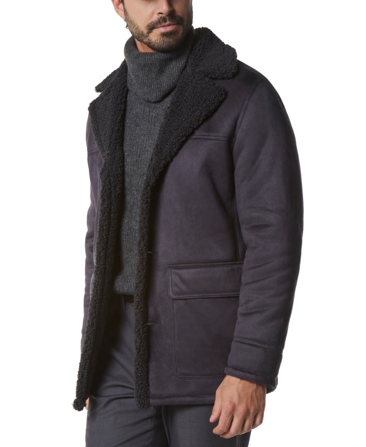Мужская куртка Marc New York Jarvis Faux Shearling, цвет: Угольный — фото 3