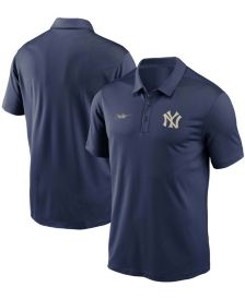 Men's Nike Silver/Navy New York Yankees Team Baseline Striped Performance  Polo