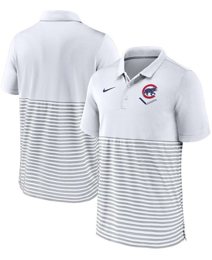 Nike Men's White-Gray Chicago Cubs Home Plate Striped Polo - Macy's