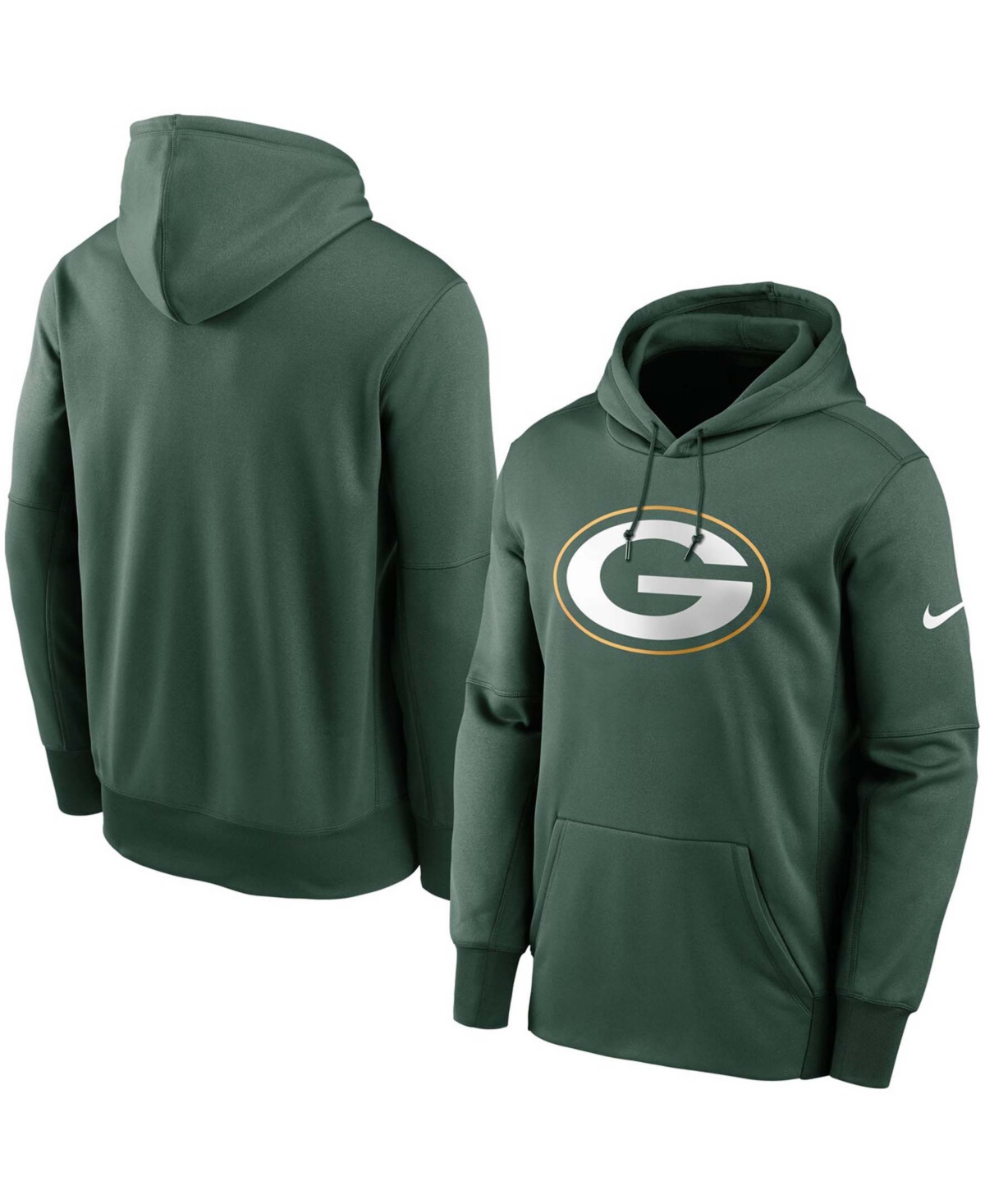 Shop Nike Men's Big And Tall Green Green Bay Packers Fan Gear Primary Logo Therma Performance Pullover Hoodie