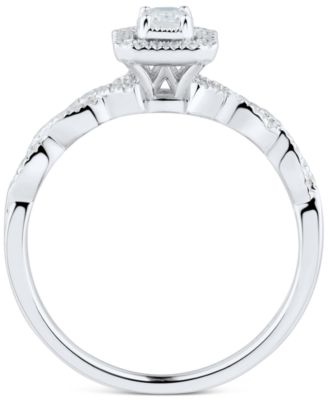 Diamond Octagon-Cut Halo Ring (1/3 ct. t.w.) in 14k White Gold