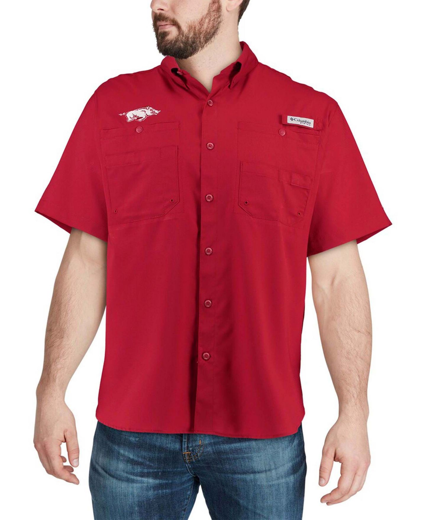 Мужская рубашка Columbia Cardinal Arkansas Razorbacks PFG Tamiami — фото 3