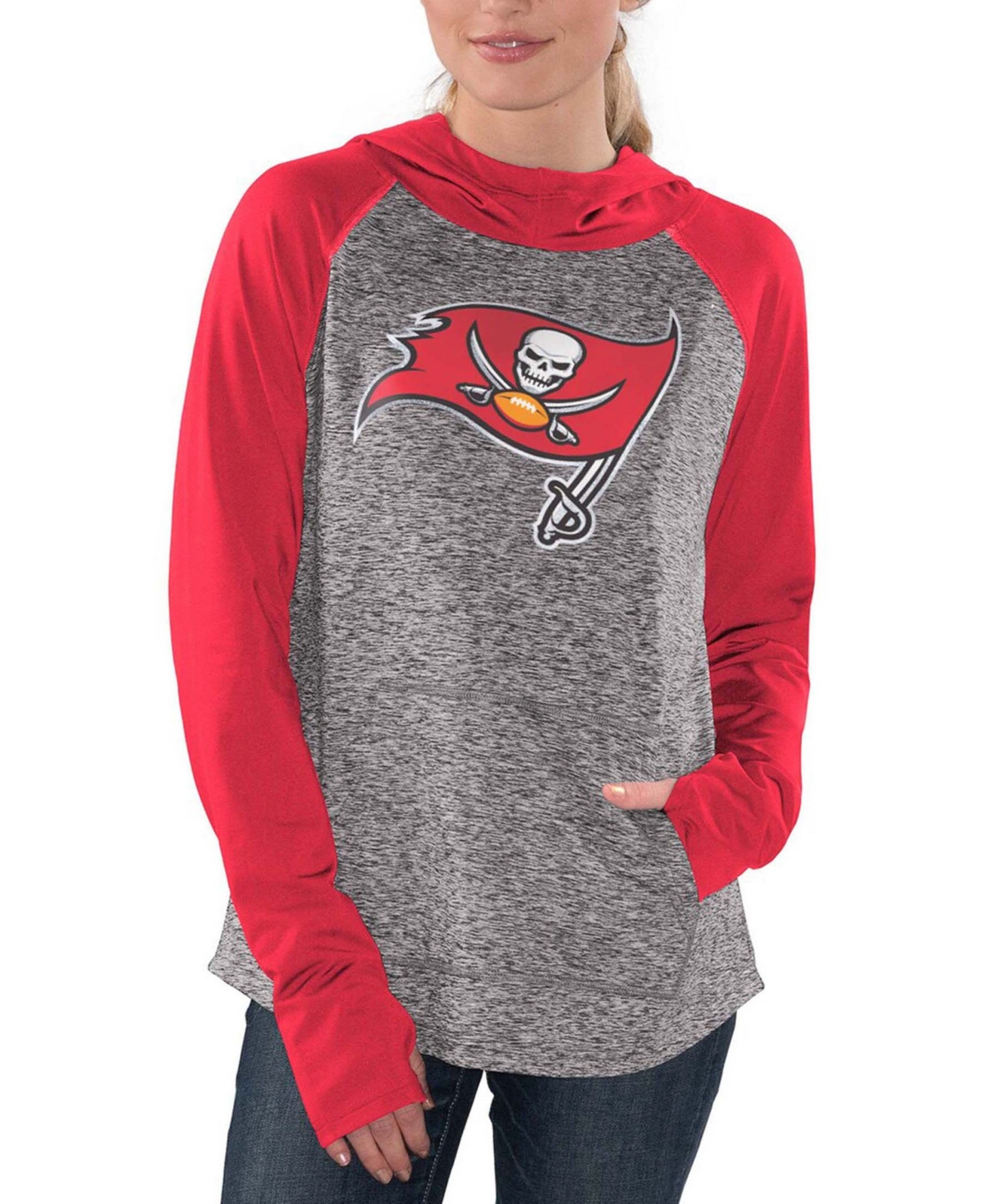 Women's Heathered Gray-Red Tampa Bay Buccaneers Championship Ring Pullover Hoodie - Heather Gray-Red