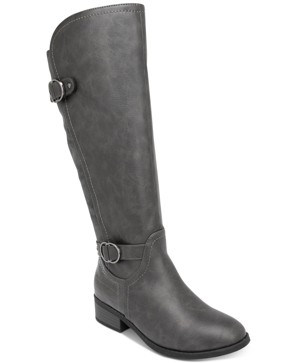 Leandraa Extra Wide-Calf Riding Boots, Created for Macy's - Grey