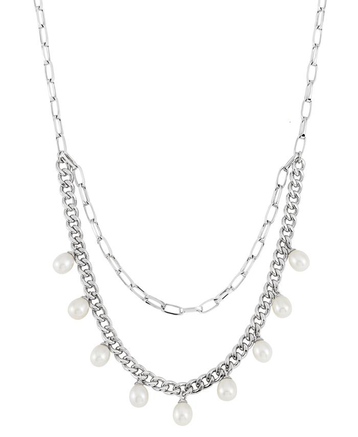 Macy s Cultured Freshwater Pearl 6 1 2 7mm Paperclip Link 18