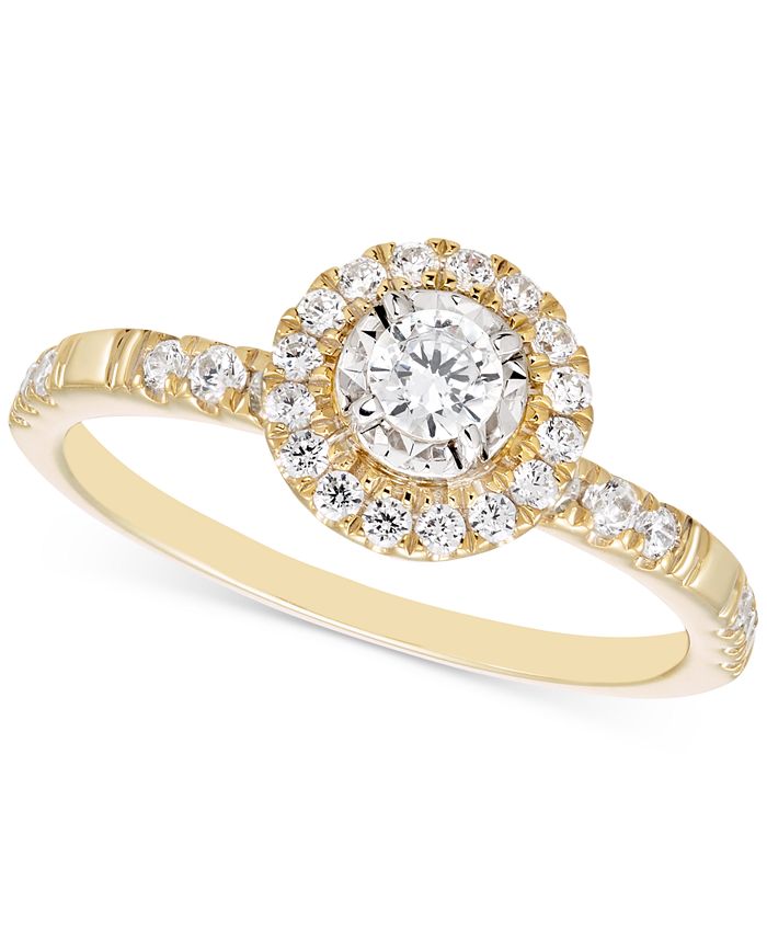 Macy's Diamond Halo Ring (1/2 ct. t.w.) in 14k Gold - Macy's