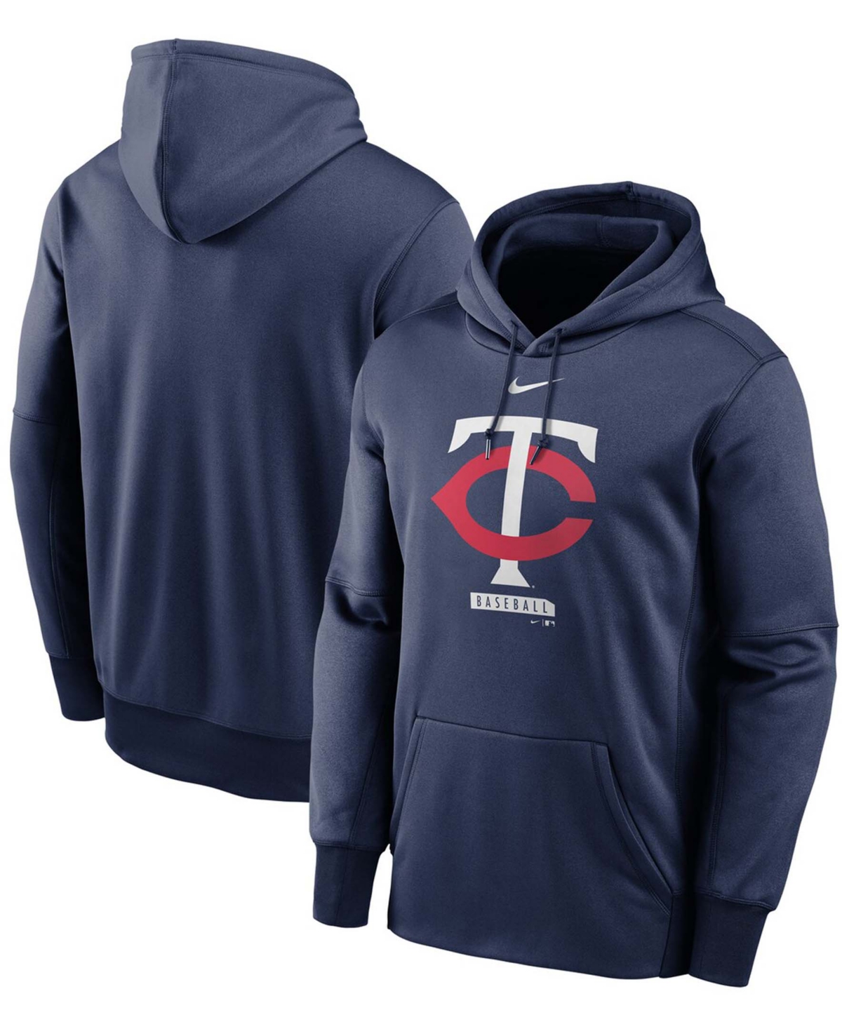 Men's Navy Minnesota Twins Logo Therma Performance Pullover Hoodie