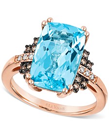 Blue Topaz (6-3/8 ct. t.w.) & Diamond (1/6 ct. t.w.) Ring in 14k Rose Gold