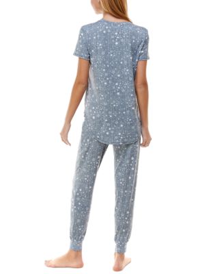 Printed Short Sleeve Top & Jogger Pajama Set