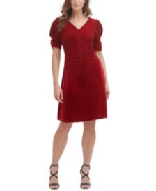 Ruched Velvet Fit & Flare Dress