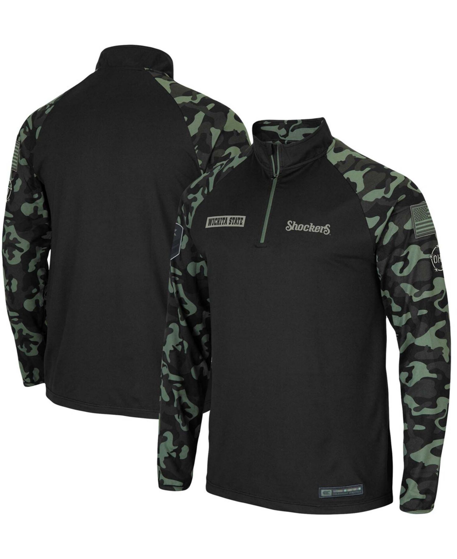 Men's Black Wichita State Shockers OHT Military-Inspired Appreciation Take Flight Raglan Quarter-Zip Jacket