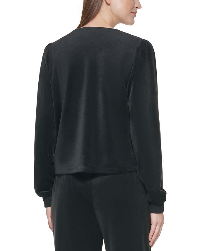 Calvin Klein Open Front Velvet Jacket & Reviews - Jackets & Blazers ...