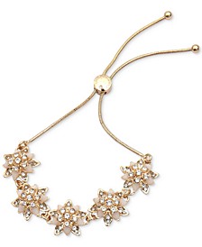 Gold-Tone Crystal & Stone Poinsettia Slider Bracelet, Created for Macy's