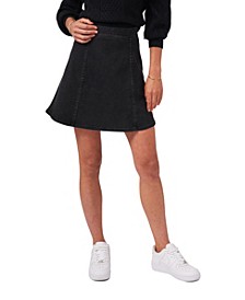 Side Zip Seamed Short Skirt