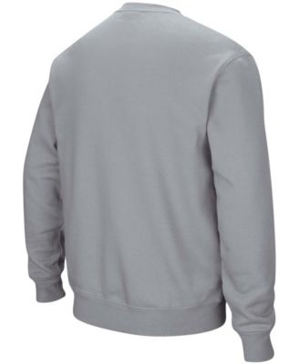 Men's Heather Gray Brown Bears Arch Logo Tackle Twill Pullover Sweatshirt