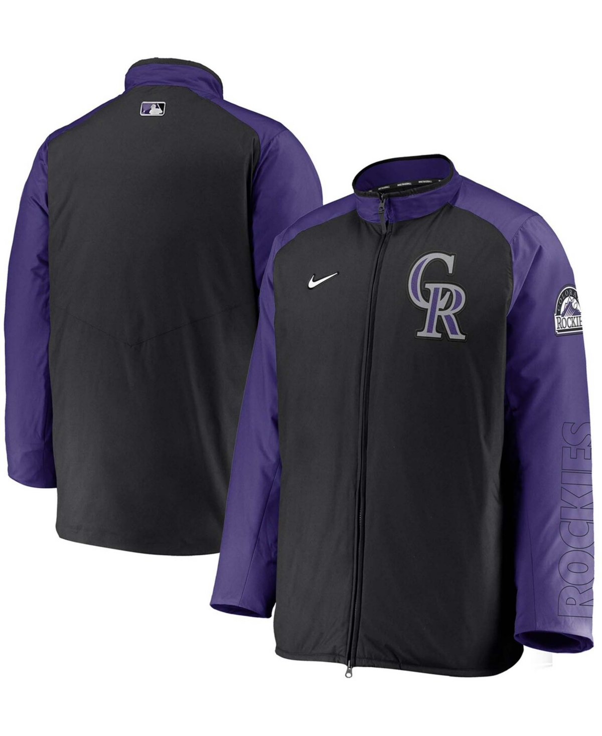 Men's Black Colorado Rockies Authentic Collection Dugout Full-Zip Jacket