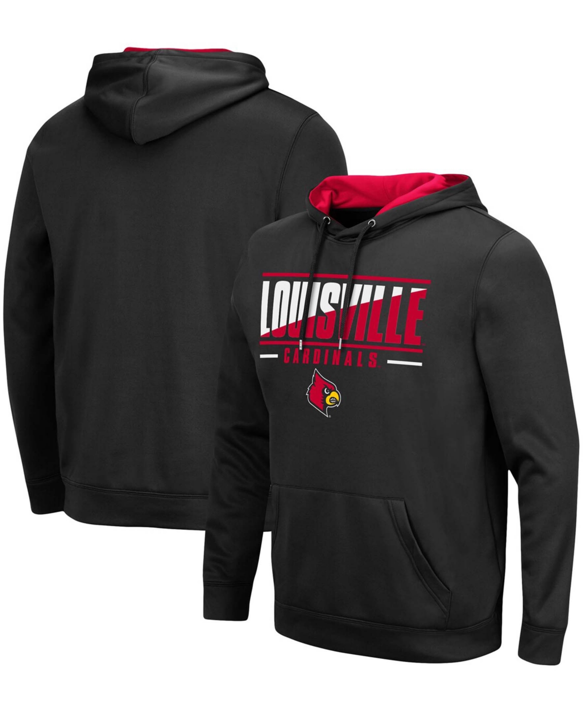 Louisville Cardinals Colosseum Slash Stack 2.0 Pullover Hoodie - Black