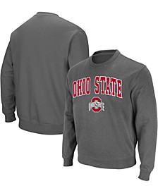 Men's Charcoal Ohio State Buckeyes Team Arch Logo Tackle Twill Pullover Sweatshirt