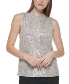 Sleeveless Sequin Keyhole Top