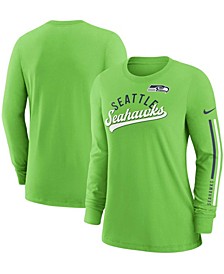 Women's Neon Green Seattle Seahawks Team Name Long Sleeve T-shirt