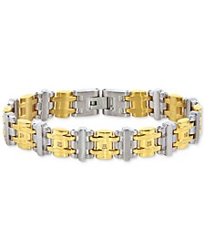 Men's Diamond Two-Tone Link Bracelet (1/10 ct. t.w.) in Stainless Steel & Gold-Tone Ion-Plated Stainless Steel