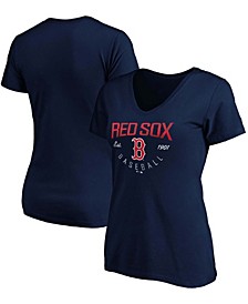 Women's Navy Boston Red Sox Live for It V-Neck T-shirt