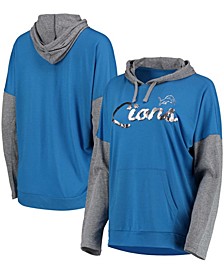 Women's Royal, Gray Detroit Lions Without Limits Pullover Hoodie