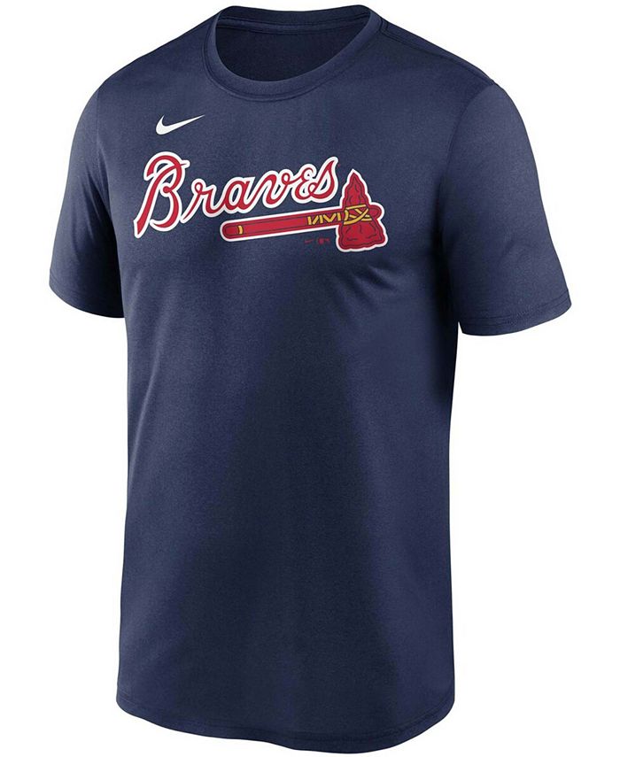 Nike Men's Navy Atlanta Braves Wordmark Legend T-shirt - Macy's