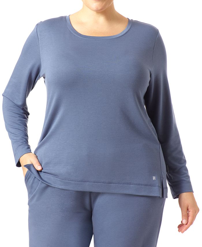 Hue Plus Size Solid Long Sleeve Lounge T-Shirt - Macy's