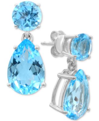 Macy's - Blue Topaz Drop Earrings (9-1/4 ct. t.w.) in Sterling Silver