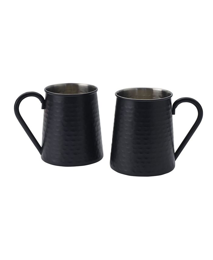Drew & Jonathan Home Hammered Bar Mugs Set, 2 Piece - Black