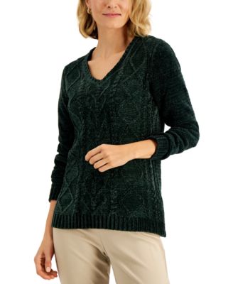 chenille cable knit sweater