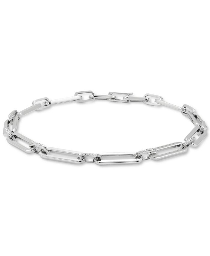 Macy's Diamond Link Chain Bracelet (1/10 ct. t.w.) in Sterling Silver