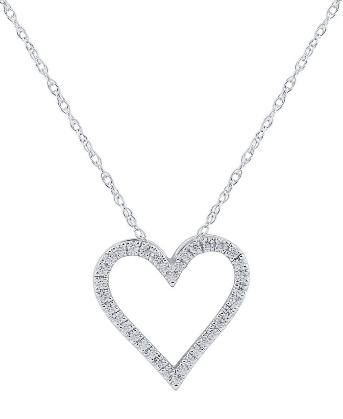Macy's - Diamond Heart 18" Pendant Necklace (1/10 ct. t.w.)
