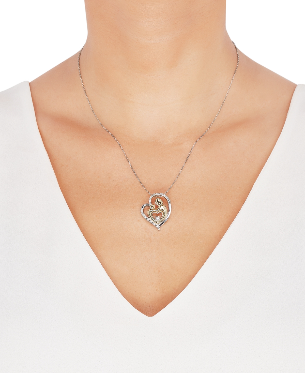 Diamond Mother & Child Heart 18