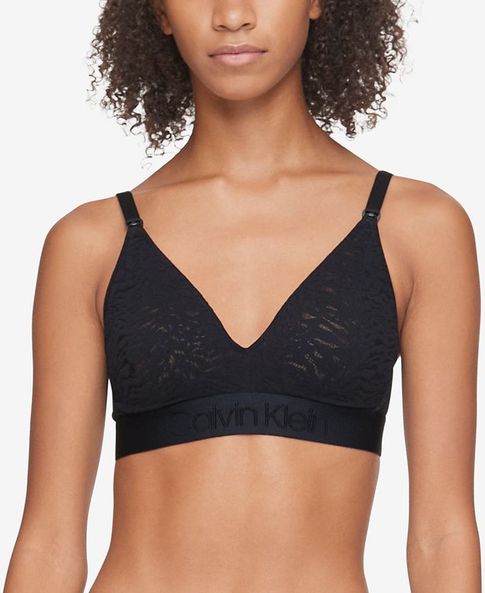 Calvin Klein Black Label Unlined Triangle Floral Lace Bralette in